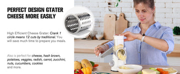 Rotary cheese grater handheld
