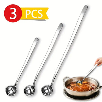 3pcs Long Handled 304 Stainless Steel Seasoning Spoon Set - Durable & Versatile for Cooking, Mixing, BBQ, & More