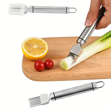1pc Multifunctional Stainless Steel Kitchen Knife – Onion Flower Cutter, Garlic, Chili, Melon & Fruit Shredder with Protective Cover, Portable Cooking Tool