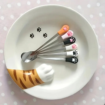 3-Pack Stainless Steel Cat Claw Teaspoons – Cute Coffee & Dessert Spoons for Home & Kitchen