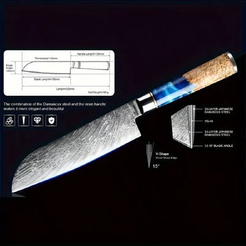 1PC Japanese VG10 Damascus Steel Kitchen Knife – Ultra-Sharp Chef, Santoku, Bread & Utility Knives