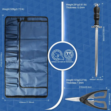 10-Piece Professional Forged Knife Set with Roll Bag – Includes Butcher Knife, Scissors, Honing Steel & Whetstone, Perfect Gift for Special Occasions