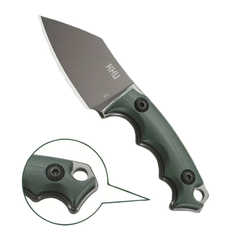 KHU Fixed Blade Hunting Knife – D2 Steel, G10 Handle, Kydex Sheath (Black, Model 21A)