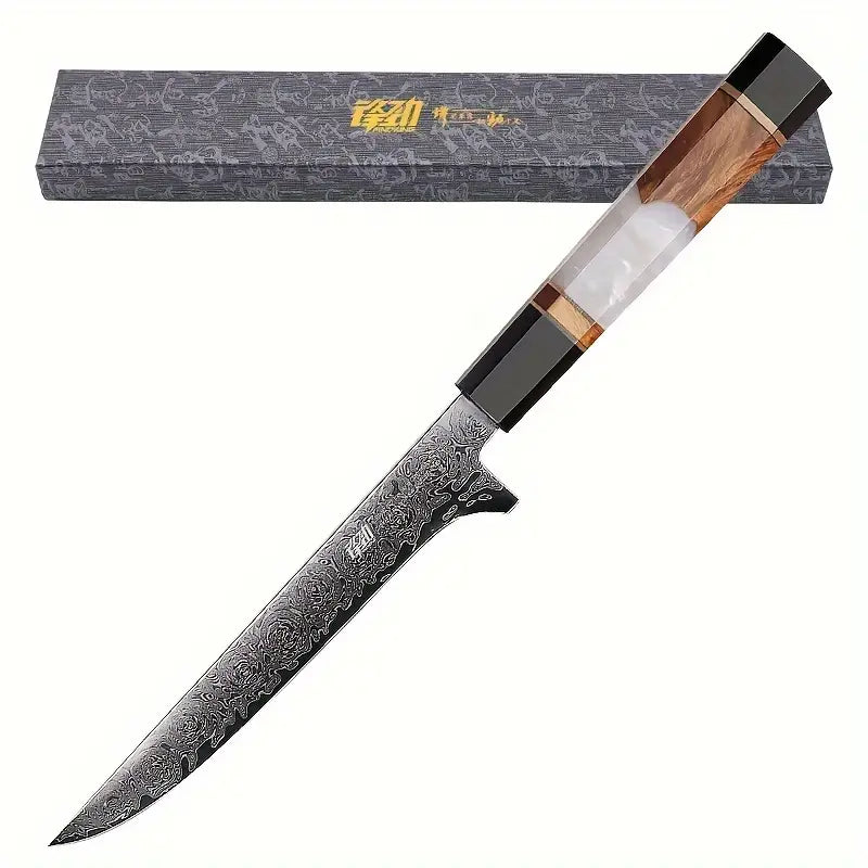 FINDKING Black Rose Series Chef Knife – AUS 10 Damascus Steel with Resin & Wood Handle