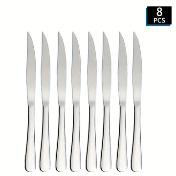 8/12pcs Thickened Stainless Steel Steak Knife – Serrated, Mirror-Polished, Durable Table Knife for Meat & Beef, Dishwasher Safe