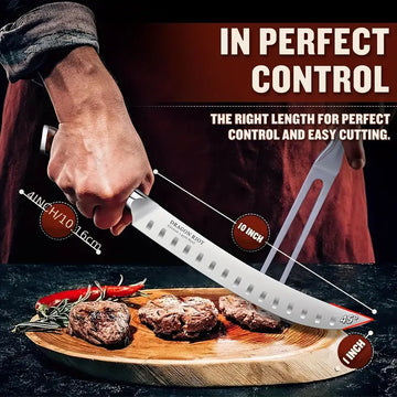 10 Inch Premium Brisket Carving Knife – Razor Sharp Hand Forged Knife with Granton Edge & Ergonomic Handle