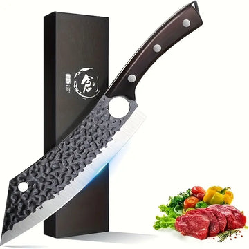 8-Inch Hand-Forged Butcher & Carving Knife – Ultra Sharp Meat & Vegetable Cleaver