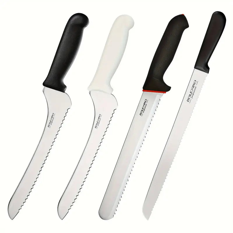 4-Piece Serrated Bread Knife Set – Ultra Sharp Knives for Bread, Cake & Kitchen
