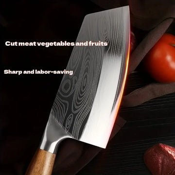 Stainless Steel Kitchen Chopper with Damascus Blade – Sharp & Durable, Ideal for Vegetables, Meat & Fruits