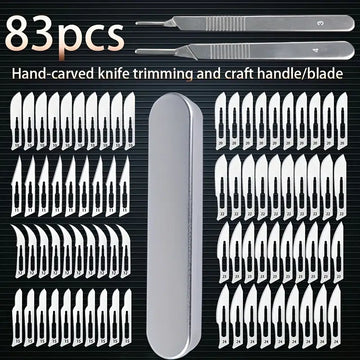 83pcs Craft Carving Knife & Blade Set with 2 Handles & Storage Box – 80 Precision Blades (#10 #11 #12 #15 #20 #22 #23 #24) for DIY Carving, Plant Trimming, Grafting & Model Making