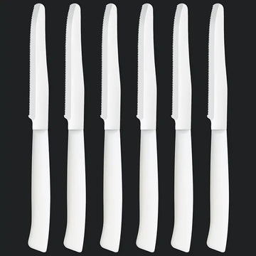 6/12pcs Multicolor Stainless Steel Steak Knife Set – Serrated Dinner, Bread & Dessert Knives with Non-Slip Handles, Dishwasher Safe for Home, Restaurant & Outdoor Use