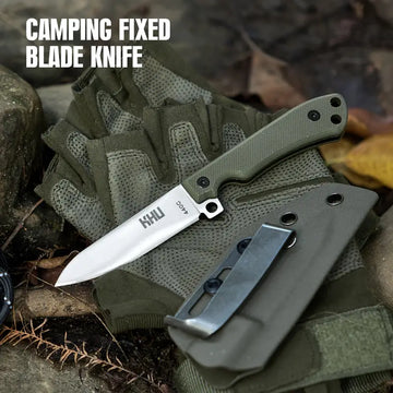 KHU Mini Fixed Blade Knife EDC - 440C Steel, G10 Handle, Kydex Sheath, Camping & Survival Gear