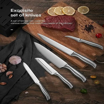 16-Piece Stainless Steel Knife Set with Block – Ambidextrous High-Carbon Blades