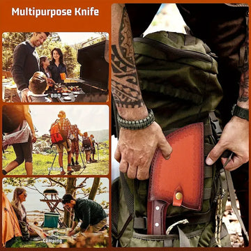 Upgraded Serbian Chef Knife – Hand-Forged Meat Cleaver with Sheath, Full Tang for Kitchen & Outdoor Cooking