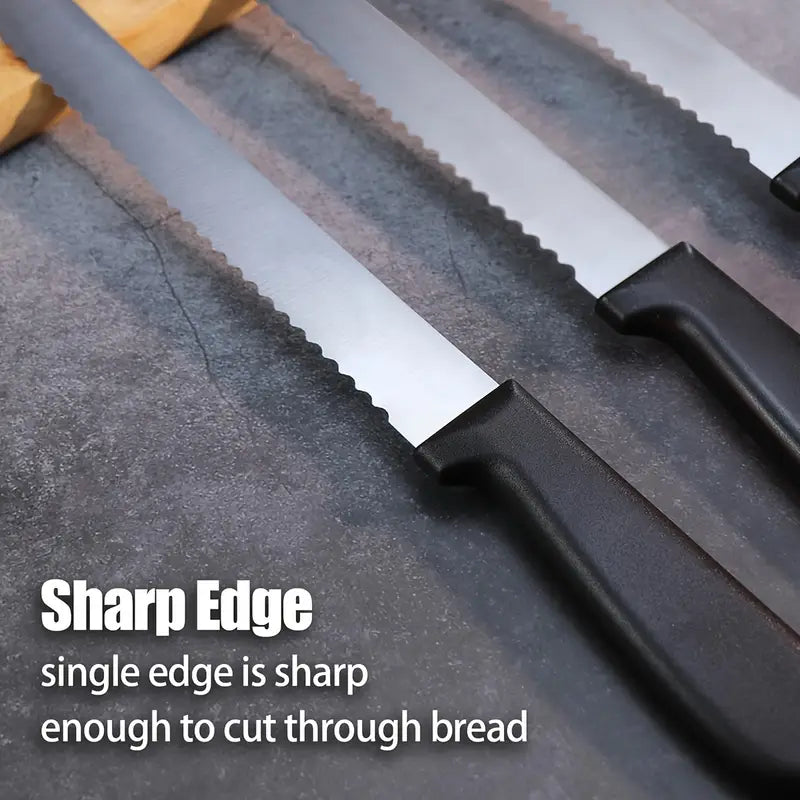 Stainless Steel Bread Knife & Cake Spatula Set – Serrated Slicing Knife, Butter Spatula, and Toast Cutter for Baking