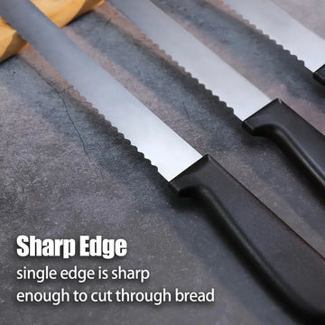 Stainless Steel Bread Knife & Cake Spatula Set – Serrated Slicing Knife, Butter Spatula, and Toast Cutter for Baking