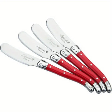 Laguiole 4-Piece Red Stainless Steel Butter & Cheese Knife Set