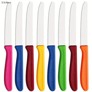 2/4/8pcs Stainless Steel Knife Set – Steak, Tomato, Dessert, Bread & Cheese Knives with Sharp Serrated Edge | Durable, Dishwasher Safe, Ideal for All-Season Use