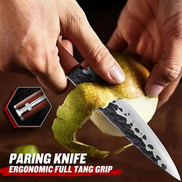 5-Inch Japanese Hand-Forged Paring Knife – High Carbon Steel with Rosewood Handle, Razor-Sharp Blade