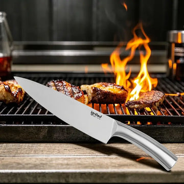 German Stainless Steel Chef Knife for BBQ – Ergonomic Handle & Precision Ground Blade for Culinary Preparation