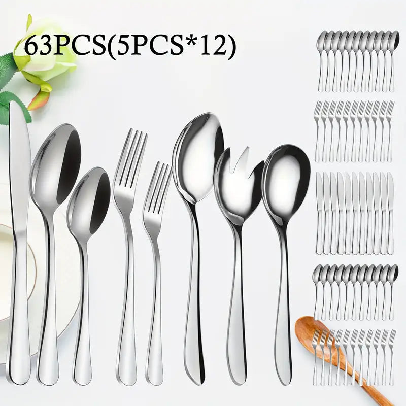 20-Piece Stainless Steel Cutlery Set – Silver, Mirror Polished, Dishwasher Safe, for 4 People, Ideal for Home, Restaurant & Hotel