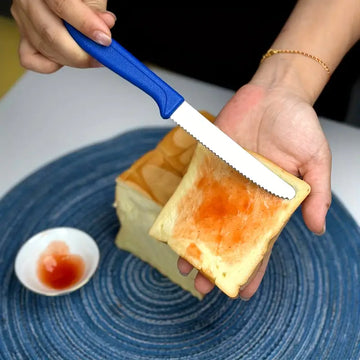 2pcs Stainless Steel Steak & Dinner Knife Set – Serrated Bread, Tomato & Utility Knives with Colorful Handles | Dishwasher Safe