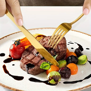 30pcs Mirror Polished Stainless Steel Cutlery Set – Luxurious, Durable & Rust-Resistant with Wooden Gift Box – Perfect for Weddings & Dining