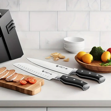 ASETY 15-Piece Kitchen Knife Set with Built-in Sharpener – German Stainless Steel