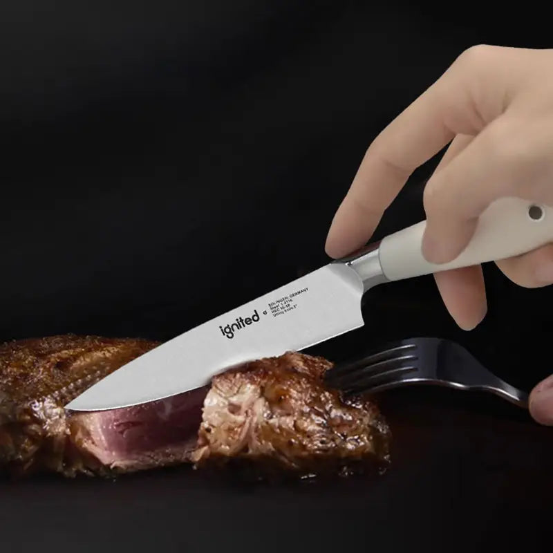 IGNITED Ultra Sharp German Stainless Steel Utility Knife – 1.4116 Blade with Ergonomic White ABS Handle