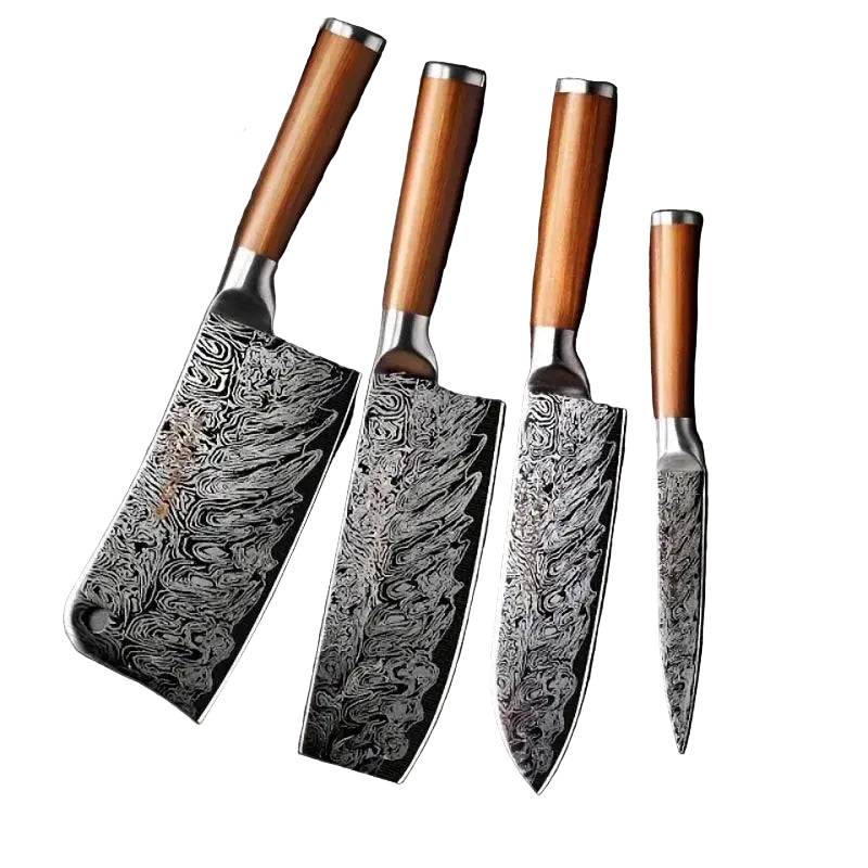 Damascus Steel Multi-Functional Kitchen Knife Set – Slicing, Bone Cutting & Fruit Knives