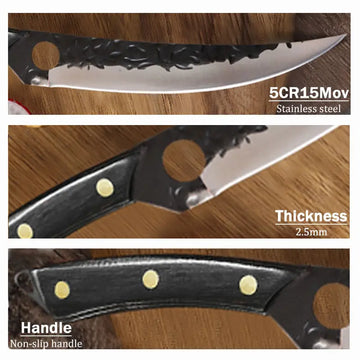 Professional 1PC Boning Knife with Sheath – Multipurpose Kitchen & BBQ Knife for Precision Cutting