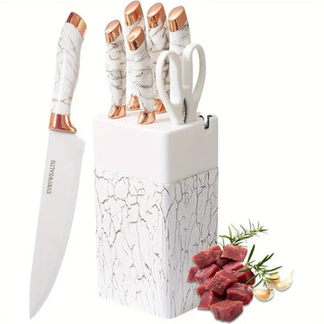 6-Piece Kitchen Knife Set with Block – Chef, Bread Knives & Scissors, Stainless Steel