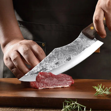 Professional Forged Boning Knife – Stainless Steel Chef Knife with Wooden Handle & Faux Leather Sheath – Sharp, Multipurpose Blade for Cutting, Chopping, Slicing – Ideal for Kitchen, BBQ, and Camping