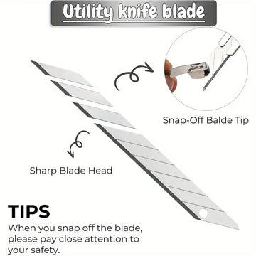 5pcs Professional Stainless Steel Utility Knives – Lockable Snap-Off 9mm Blades with 30° Foil Heads, Foldable Retractable Design for Cartons, Crafts, Wallpaper & DIY Cutting