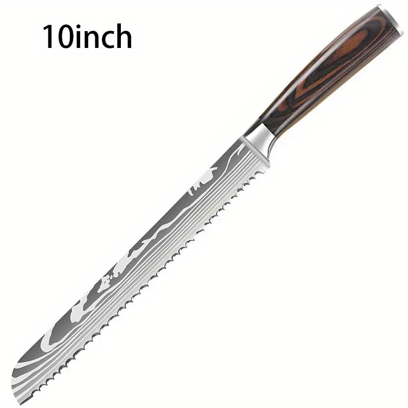 10 Inch German High Carbon Stainless Steel Bread Knife – Serrated Edge with Pakkawood Handle & Gift Box