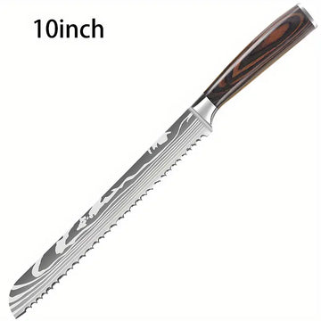 10 Inch German High Carbon Stainless Steel Bread Knife – Serrated Edge with Pakkawood Handle & Gift Box