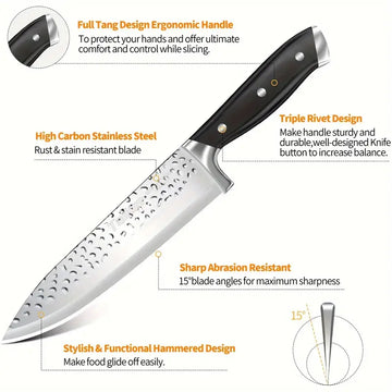 35-Piece High Carbon Stainless Steel Knife Set with Block & Silicone Utensils, Includes Sharpener Rod & Scissors