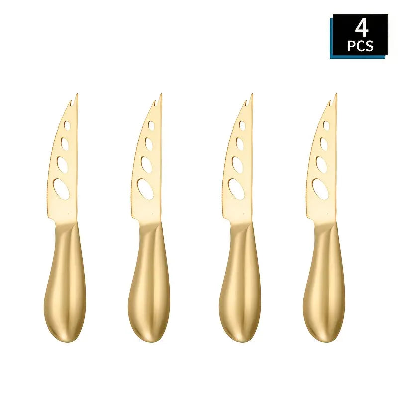 2/4pcs Golden Stainless Steel Cheese Slicer Set – Ergonomic Handle, Sharp Durable Blades for Hard Cheese & Baking