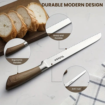 8-Piece Stainless Steel Kitchen Knife Set with Block, Scissors & Sharpening Steel