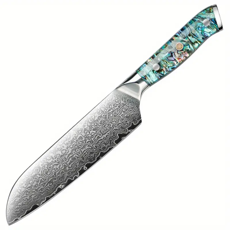 Santoku 7" Chef Knife – 67-Layer Damascus Steel, Abalone Shell Handle, Gift Box