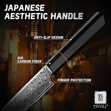 Damascus Utility Knife – VG10 High Carbon Steel 67-Layer Blade with Carbon Fiber Handle & Razor-Sharp Edge