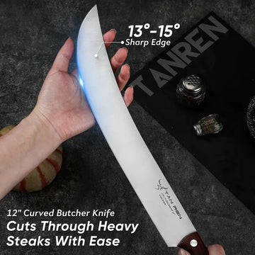 12 Inch Brisket Carving Knife – Razor Sharp Full Tang Stainless Steel Meat Chopping Knife for BBQ & Turkey