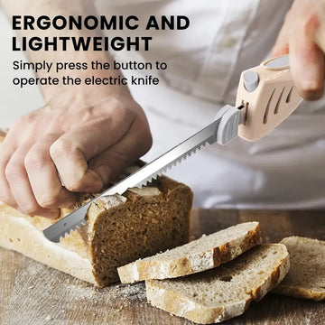 Electric Knife Set - Easy-Slice Serrated Blades for Meat, Bread, Fillet with Ergonomic Handle & 2 Blades