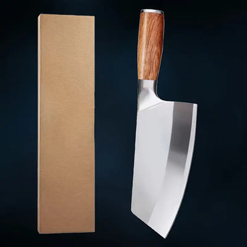 Premium Stainless Steel Chef's Knife – Laser Damascus Pattern with Wooden Handle for Filleting & Meat Cleaving