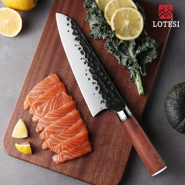 LOTESI Forged Stainless Steel Chef Knife – Versatile Kitchen Knife for Meat, Vegetables, & Fruits