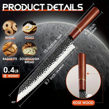 Japanese 9.7 Inch & 8 Inch Serrated Bread Knife Set – Ideal Father’s Day Gift for Baking Lovers