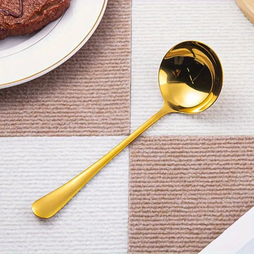 9-Piece Luxury Golden Stainless Steel Kitchen Utensil Set – Mirror-Polished Flatware for Home, Restaurant, Party, and Weddings