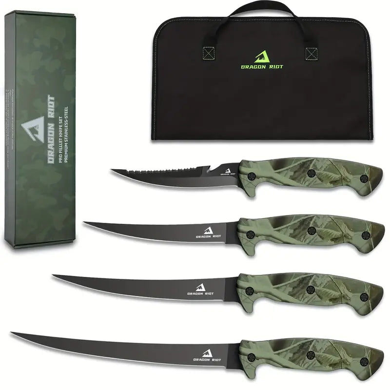 Ultra-Sharp Fish & Meat Fillet Knife Set – German Stainless Steel, Includes Storage Bag & Sharpener