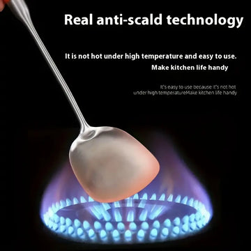 7-Piece Stainless Steel Kitchen Utensil Set with Wooden Handles - Soup Spoon, Turner, Skimmer, and More - Premium Cooking Tools for Home & Restaurant