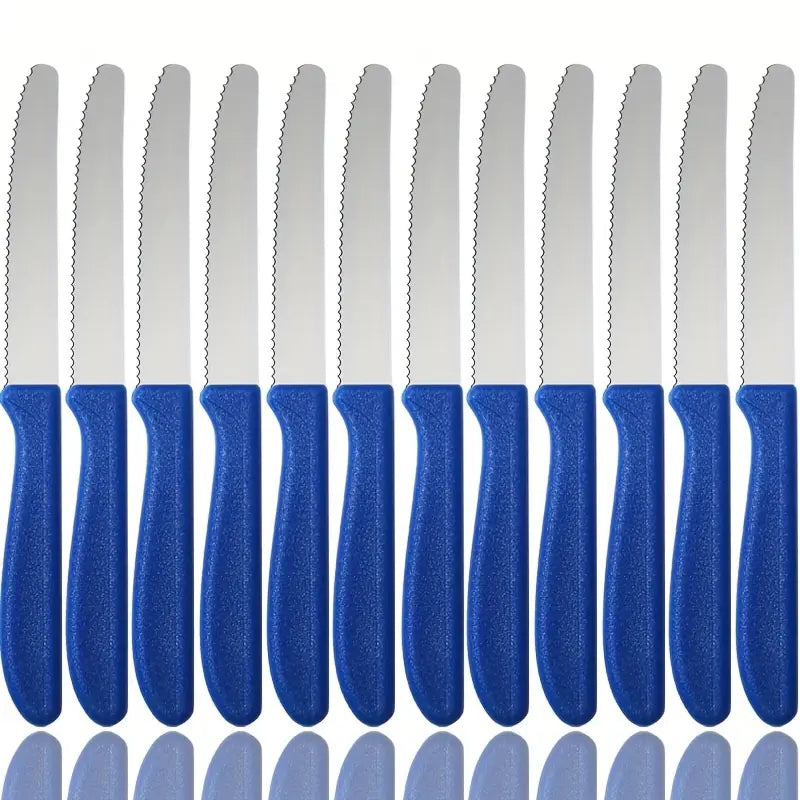 12pcs Stainless Steel Tomato & Dessert Knife Set – Multi-Functional Snack, Bread & Dining Knives with Sharp Blades, Dishwasher Safe